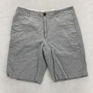 J Crew Linen Cotton Beach Shorts Mens 33 Gray Flat Front Casual Preppy Travel